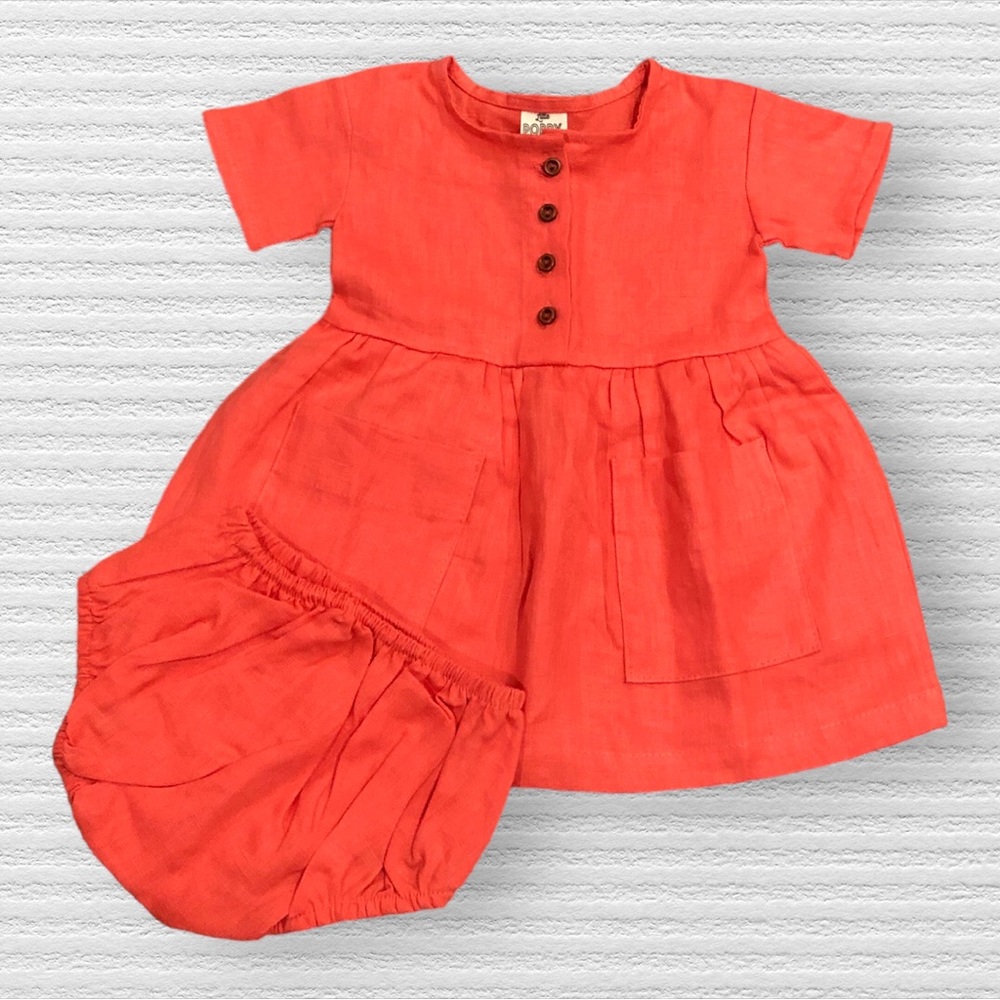 Little Poppy Co. Linen Dress With Bloomers